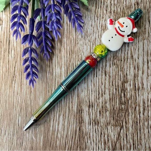Handcrafted Christmas Pens Beaded Unique Artisan Gifts Office Accessories - Picture 7 of 9